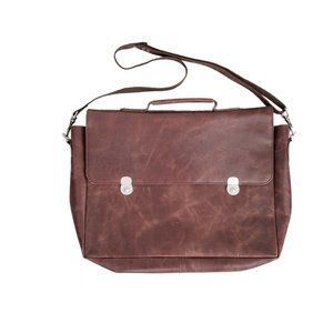 Men's Brown Leather Briefcase Messenger Bag